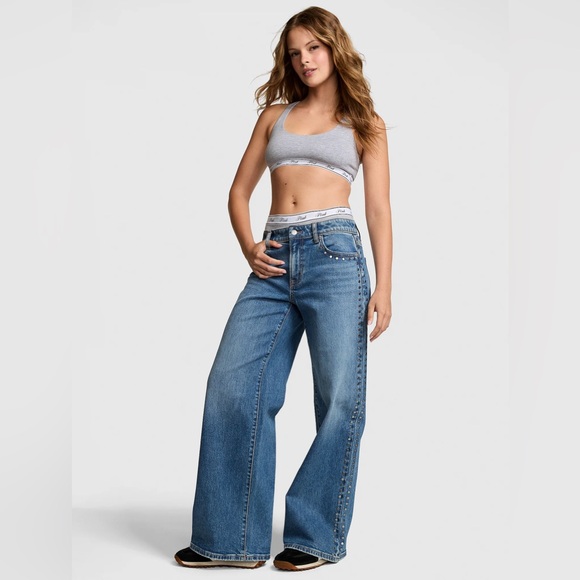 VS Pink Jeans Studded Wide-Leg - Picture 5 of 8